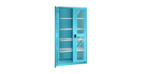 Flügeltürschrank mit Sichtfenster-Türen BxTxH 1000x400x1950mm 4Fachböden RAL5012