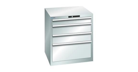 Schubladenschrank 717x725x800mm 4 Schubladen 1x100/2x150/1x300 75kg RAL7035