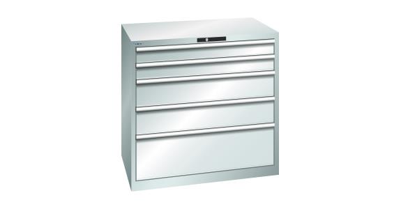 Schubladenschrank 1023x725x1000mm 5 Schubladen 2x100/2x200/1x300mm RAL 7035
