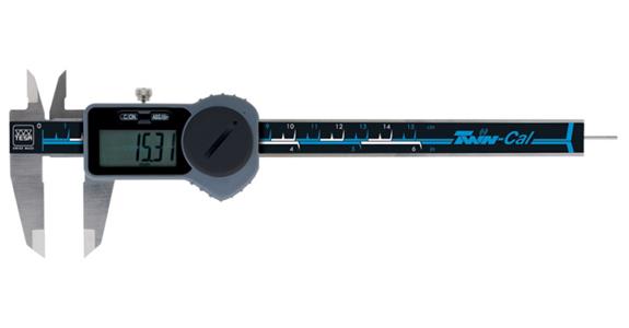 Messschieber IP40 digital 150mm, TWIN-CAL, Datenausgang, flach