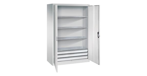 Großraum-Werkzeugschrank 1950x1200x600 RAL7035/7035 Schubladenblock unten