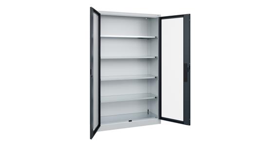 Flügeltür-Werkzeugschrank Acurado, Sichtfenstertüren, 1950x1200x400mm 7035/7016