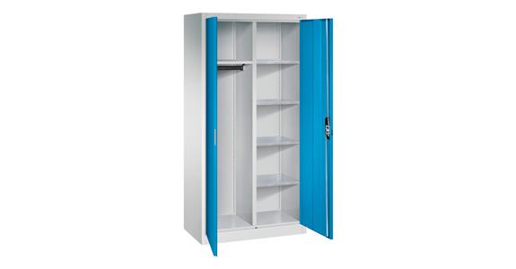 Flügeltür-Werkzeugschrank mit Kleiderstange RAL 7035/5012 1950x930x500 mm
