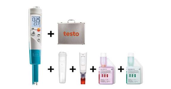 pH-Tester f.Flüssigkeiten Starter-Set TESTO206-pH1 Kalibrierdosierfl.250ml pH4+7