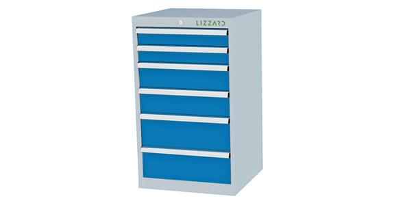 Lizzard Schubladenschrank 6 Schubladen B600xT575xH1020mm RAL7035/5012