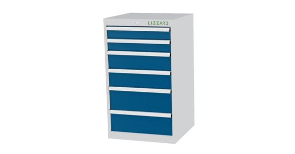 Lizzard Schubladenschrank 6 Schubladen B600xT575xH1020mm RAL7035/5010