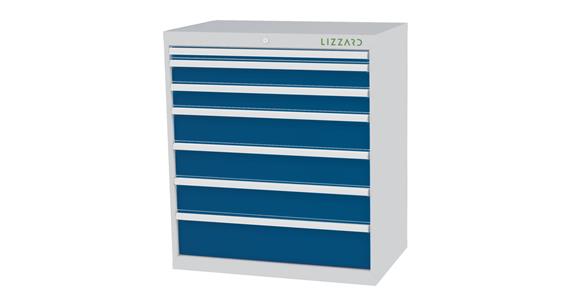 Lizzard Schubladenschrank 7 Schubladen B900xT575xH1020mm RAL7035/5010
